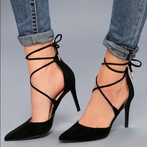Black Suede lace up heels